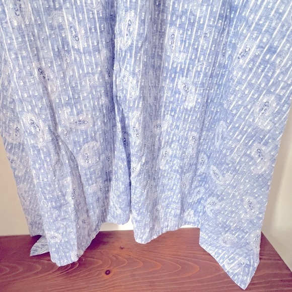 J. Jill Blue White Paisley Stripe Embroidered Caftan Maxi Coastal Summer - Picture 9 of 15